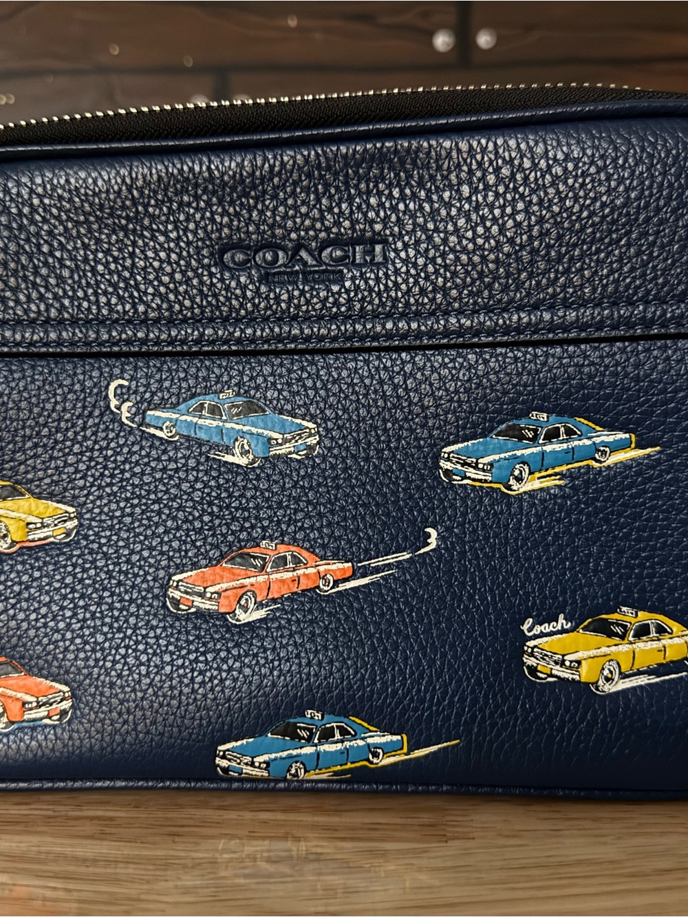 Coach Leather crossbody Bag with Colorful Taxi Print - Navy sold out Taxi